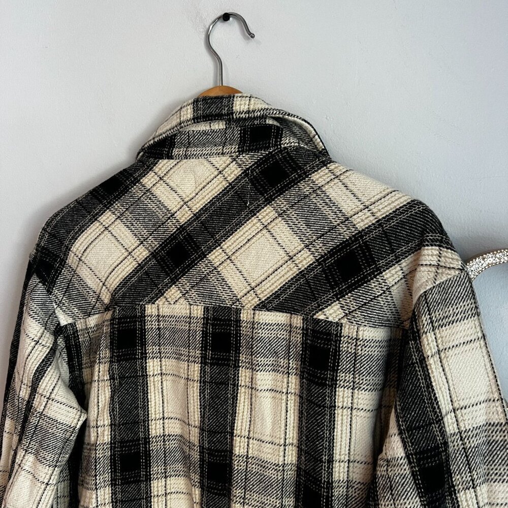 Lucky Brand Womens Buffalo Plaid Midweight Shacket Shirt Jacket MEDIUM Beige - Picture 8 of 12